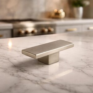 Modern Satin Nickel Square Zinc Cabinet Knob Sleek Door & Drawer Pull Kitchen Dresser Furniture