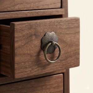 Vintage Antique Ring with Backplate Cabinet Pull Door Drawer Pull Kitchen Cabinet Dresser Handle