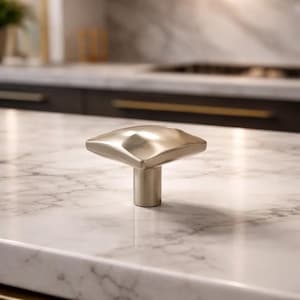 Satin Nickel Zinc Square Cabinet Knob Modern Tapered Design Smooth Geometric Finish Kitchen Dresser & Furniture