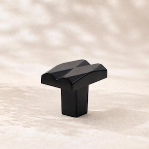 Matte Black Angular Cabinet Knob, Geometric Drawer Knob, 15/16 Inch Black Dresser Knob, Industrial Kitchen Cupboard Knob