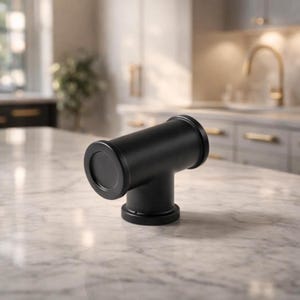 Zinc Matte Black T-Bar Cabinet Knob Modern Sleek Cylindrical Door Drawer Pull Kitchen Cabinet Dresser Handle Furniture Knob Set