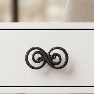 Black Solid Brass Double Scroll Cabinet Knob Door Drawer Pull Kitchen Cabinet Dresser Handle