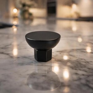 Zinc Matte Black Round Sleek Modern Cabinet Knob Door Drawer Pull Kitchen Cabinet Dresser Handle Furniture Knob Set