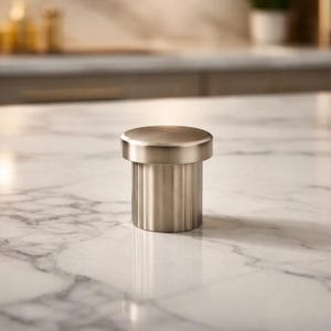 Satin Nickel Round Cabinet Knob Simple Fluted Smooth Finish Modern Kitchens & Furniture
