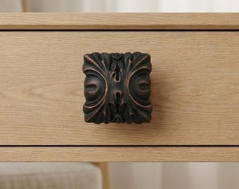 Vintage Bronze Rectangular Intricate Cabinet Knob Door Drawer Pull Kitchen Cabinet Dresser Handle