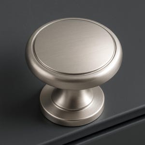 Vintage Brushed Nickel Round Cabinet Knob Door Drawer Pull Kitchen Cabinet Dresser Handle