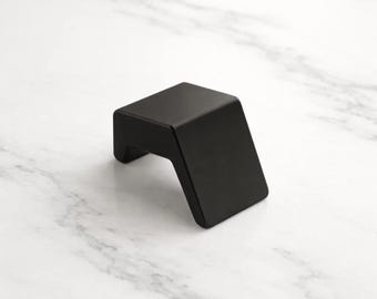 Matte Black Zinc Cabinet Knob: Modern Drawer Pull Handle (1-1/8 inch)