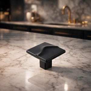 Zinc Matte Black Sculpted Square Cabinet Knobs Smooth Curved Modern Door Drawer Pull Kitchen Dresser Handle Furniture Knob Set
