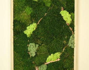 Vertical Custom Moss and Bonsai Wood Wall Art, Handmade Wall Decor, Living Room Decor, Wall Hangings, Living Room Gift, Housewarming Gift