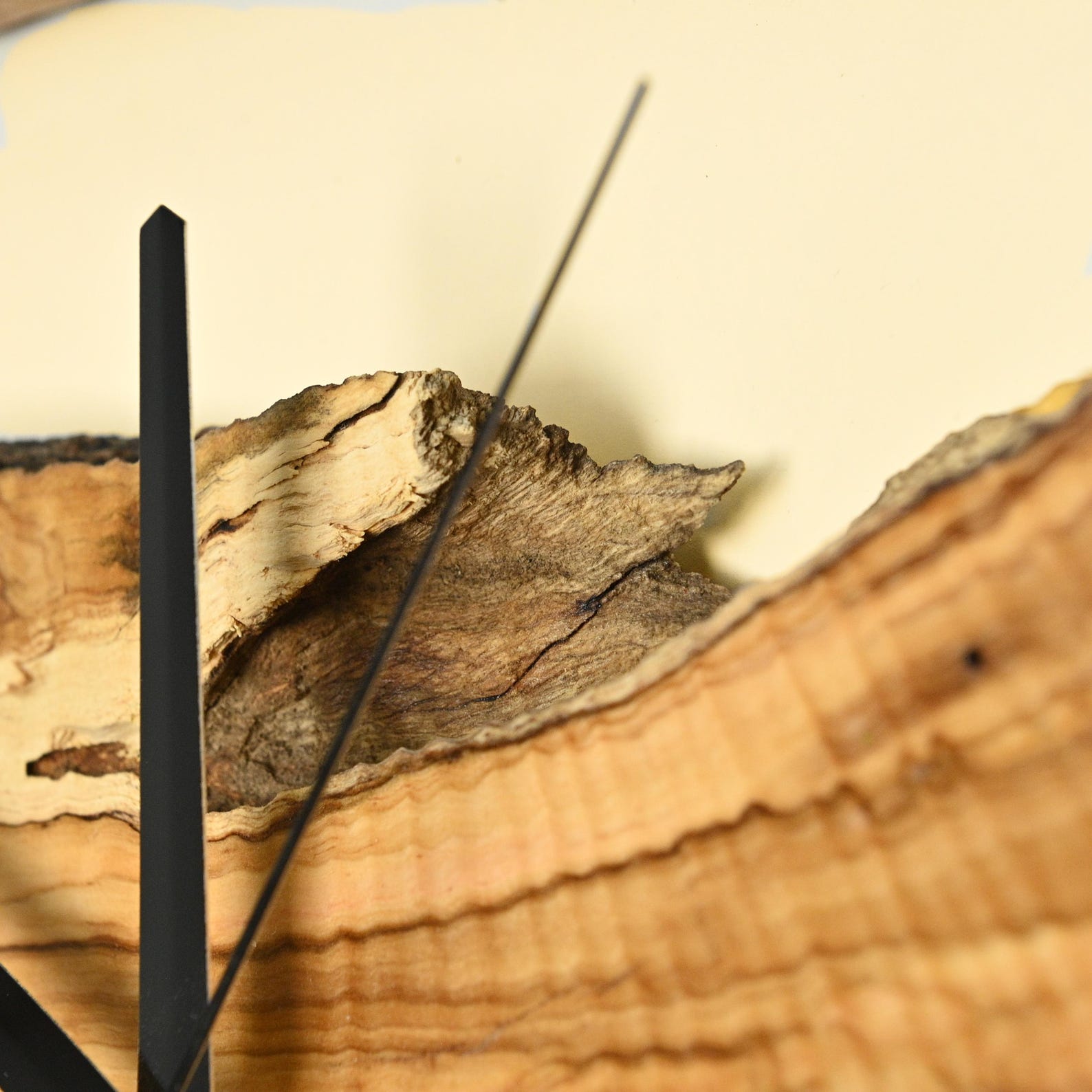 Olive Wood Wall Clock With Metal Frame, Round Rustic Live Edge Clock ...