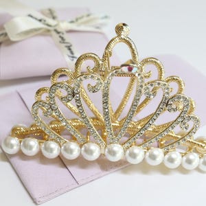 30 Y/O Crown Tiara ( Claw Clip) Royal Crown Small Hair Claw Clip (Goldtone) – Kirks Folly main image 2