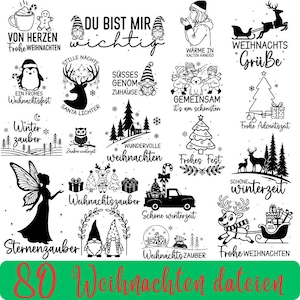 Plotterdatei Weihnachten SVG Bundle : Noël coupe fichiers pour Cricut & Silhouette (téléchargement instantané)