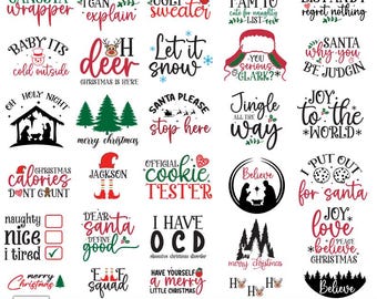 Funny Christmas SVG Bundle | Holiday Quotes | Santa Christmas Sayings | Cricut Silhouette Cut Files