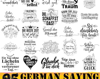 Ensemble dicton SVG en allemand : bonheur, amour, 25 modèles pour Cricut et Silhouette (téléchargement instantané)