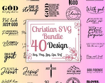 Paquete de SVG cristianos, SVG de citas bíblicas, SVG de Jesús, SVG de fe, archivos religiosos para Cricut, PNG de dichos cristianos,