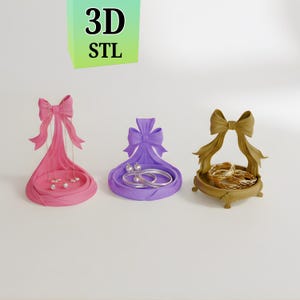 Bow Jewelry Tray STL Bundle | 3D Printable Ring & Necklace Holder | Jewelry Organizer | 3 Designs