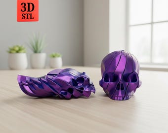 Articulated Skull 3D STL File | Gothic Twisty Skull Fidget | Halloween Desk Toy