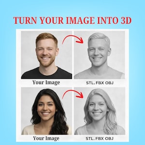 Custom Photo to 3D STL File | Turn Image into 3D Model | Personalized Portrait