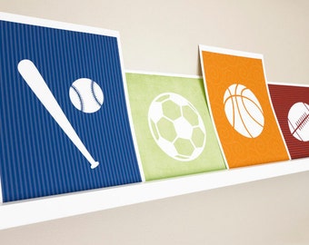 Sport Art Print / Boys Nursery Wall Art / Choose your Sport, Color and Background / 8x10 Sports Poster