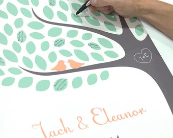 Wedding Tree Guest Book / Personalized Signature Tree Guestbook Art Print / Choose your Colors