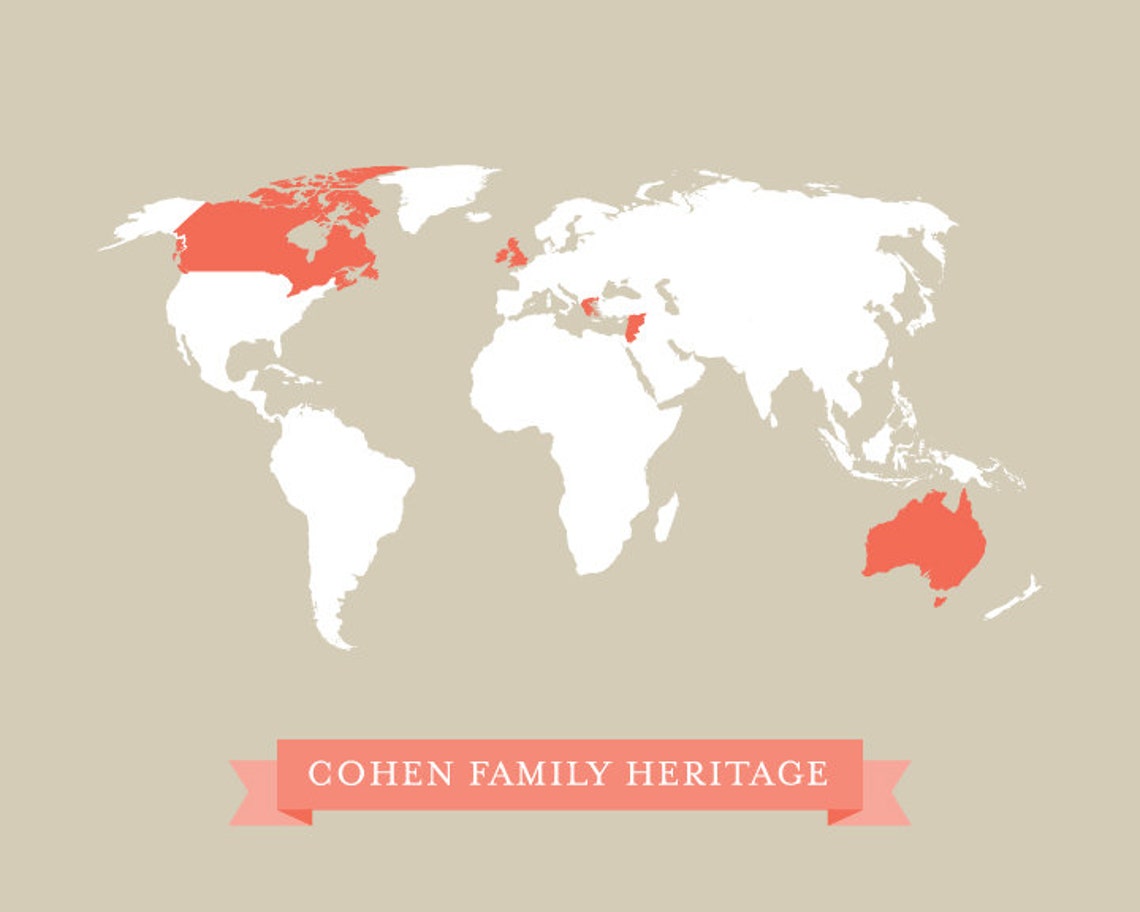 Custom Family Travel World Map Art Print / 8x10 Digital Print - Etsy
