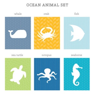 Sealife Nursery Collection / Ocean Animal Art Prints / Choose from Six Designs / 8x10 / Wall Art Poster image 2