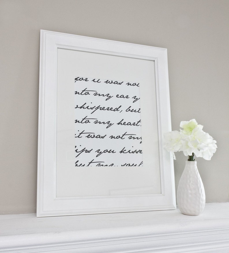 Custom Script Quote or Song Lyrics Personalized Typography Art Print / Giclee Wall Art Poster Digital Print / 8x10 image 4