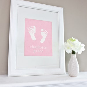 Birth Announcement Baby Footprints Art Print / Personalized Nursery Art Baby Shower Gift / 8x10 Digital Print image 3
