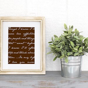 Custom Script Quote or Song Lyrics Personalized Typography Art Print / Giclee Wall Art Poster Digital Print / 8x10 image 3