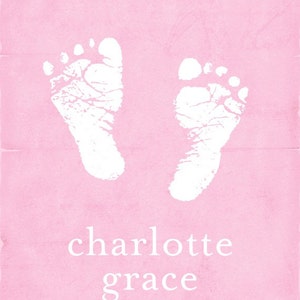 Birth Announcement Baby Footprints Art Print / Personalized Nursery Art Baby Shower Gift / 8x10 Digital Print image 2