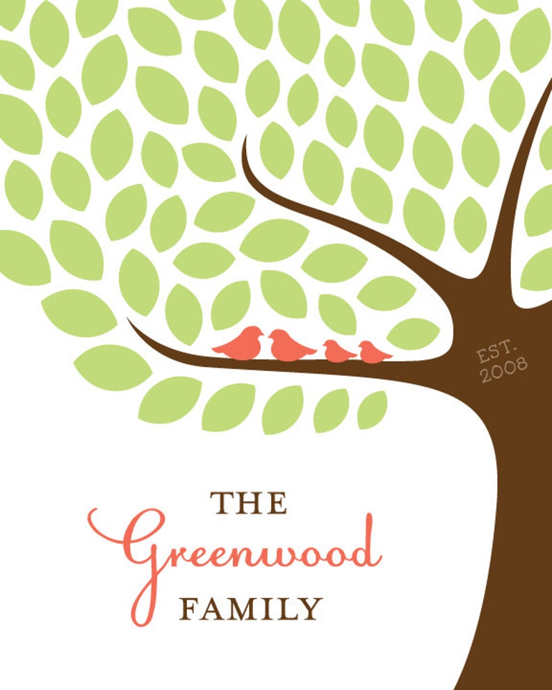 Family Tree Art Print Personalized Family Wall Art Poster Choose your Colors