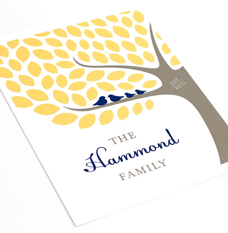 Family Tree Art Print Personalized Family Wall Art Poster Choose your Colors