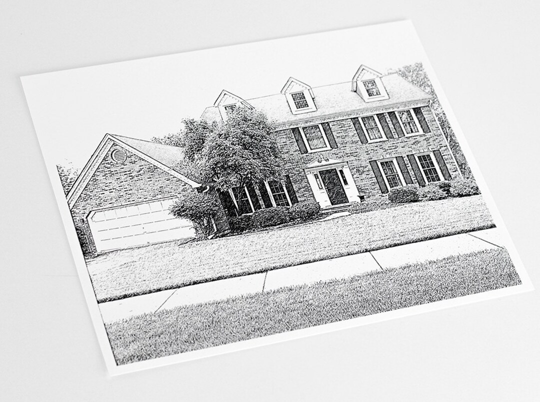 Custom Sketch of Your Home Art Print / House Illustration Wall Art / Housewarming Gift / 8x10 ...