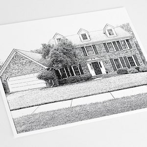 Custom Sketch of your Home Art Print / House Illustration Wall Art / Housewarming Gift / 8x10 Digital Print image 1