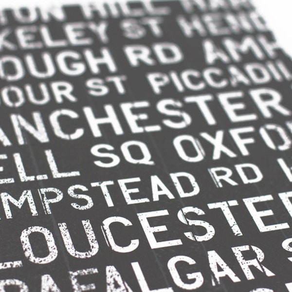 London Bus Roll Art Print / UK Poster Transit Sign / City Art Typography Print / Choose your Color