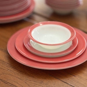 RARE Vintage Pyrex Tableware "Flamingo Pink" Coral Milk Glass Dinnerware, 1950s