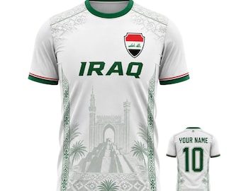 Maglia da calcio 3D dell'Iraq, maglia da calcio dell'Iraq, maglietta regalo per i tifosi dell'Iraq