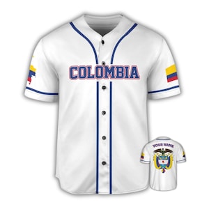 Koszulka baseballowa Kolumbii z personalizacją, niestandardowym imieniem i numerem, zapinana na guziki, koszulka dla fanów unisex