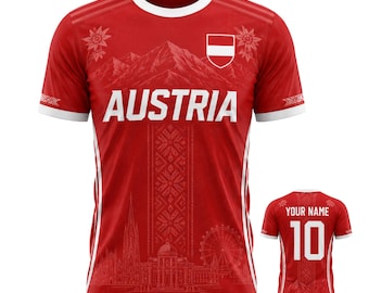 Maglia da calcio 3D dell'Austria, maglia da calcio dell'Austria, maglietta regalo per i tifosi dell'Austria