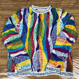 Vintage 90s Colorful Textured Sweater - Etsy