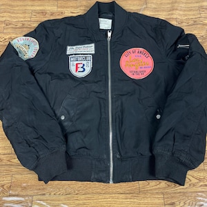 Vintage Bershka Black Patch Bomber Jacket M