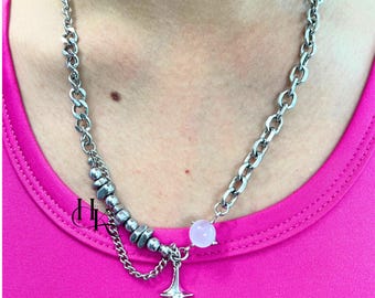 Collier oeil de chat étoile titane acier : bijoux punk gothiques en acier inoxydable Y2K, collier y2k, bijoux esthétiques sombres Y2K, collier céleste