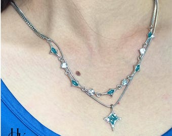 2PCS Y2K Star Chain Necklace Set ,y2k egirl necklace, Celestial Necklace,Punk Street Fashion Necklace,Star Grunge Choker,Starchaser Necklace