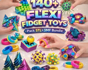 130+ Flexi Fidget Toys STL Pack | Articulated 3D Print Models | Print-in-Place Sensory Toys | Desk Fidgets | Digital Download