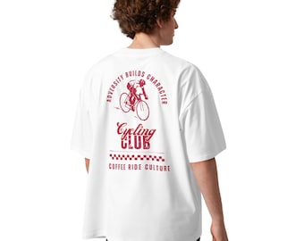 Cycling Club Oversized Unisex Organic T-Shirt with Wide Collar