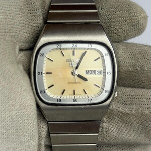 Vintage Rare Seiko 5 Railway Time Automatic Men’s Watch Day-Date Japan
