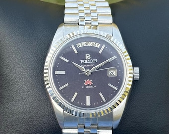 Vintage Ricoh President Automatic Watch, Black Dial, Jubilee Bracelet
