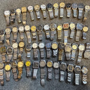 Vintage Lot Of 60 Pre Owned Used Junk Watches For Parts And Movements Japan image 1