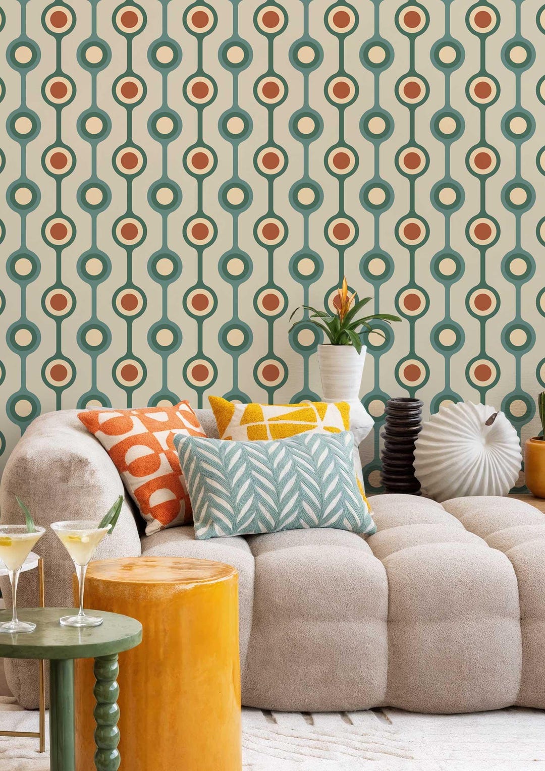 Geometric Retro Peel and Stick Wallpaper – Removable Modern Wall Mural ...