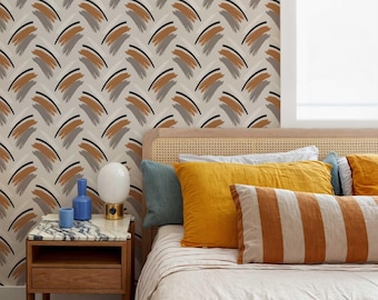 Abstract Brush Stroke Wallpaper – Neutral Peel and Stick Removable Wall Mural